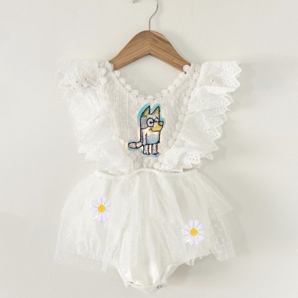 Bluey Dress Lace Bluey Romper Smash Bluey Birthday Bluey Outfit Dress Clothes - Picture 1 of 6